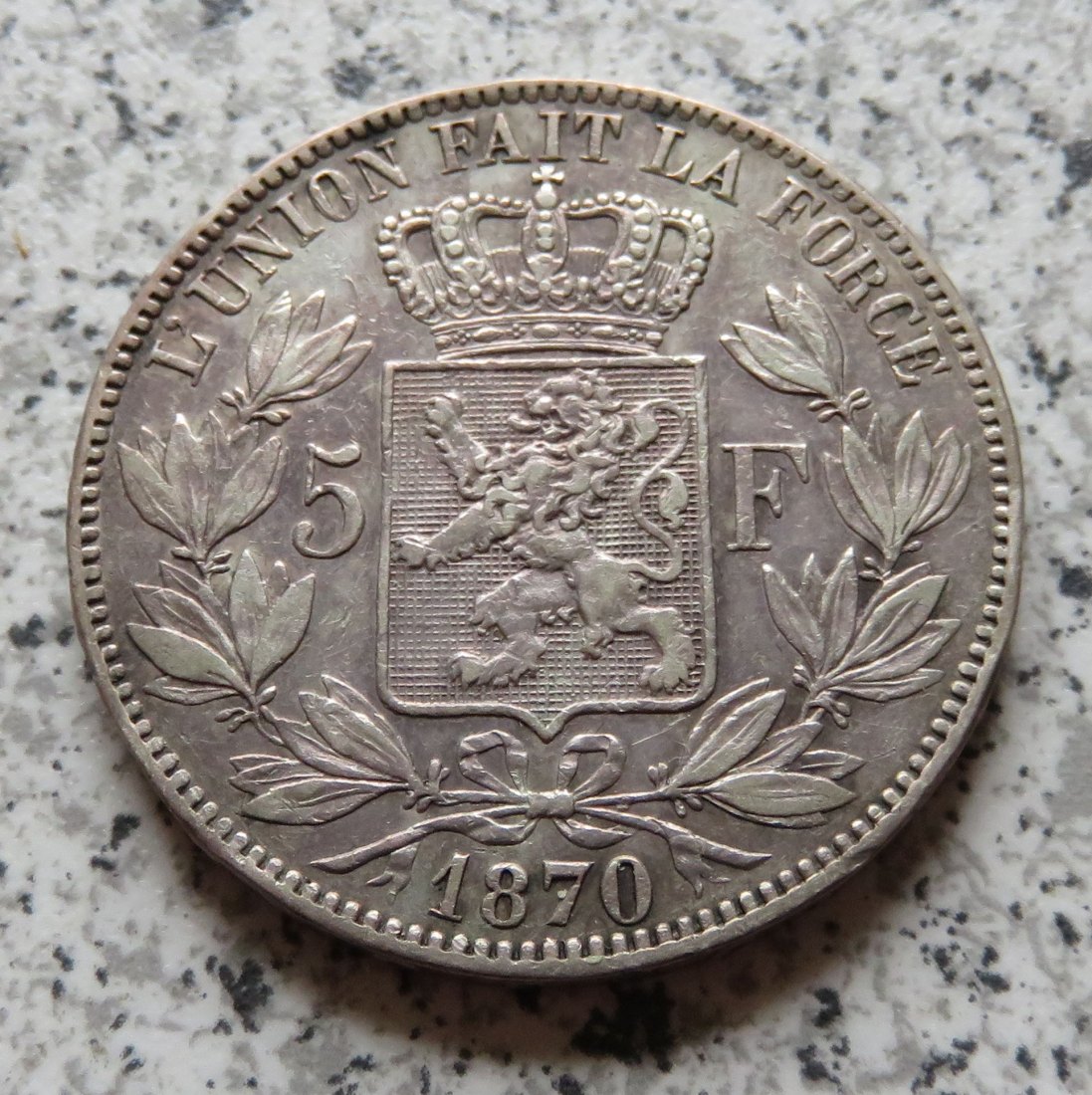  Belgien 5 Francs 1870   