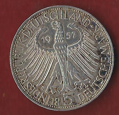 5 Mark Eichendorff 1957 Koblenzer Münzen Studio Koblenz Frank Maurer Ai470   