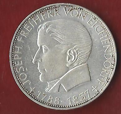  5 Mark Eichendorff 1957 Koblenzer Münzen Studio Koblenz Frank Maurer AI472   