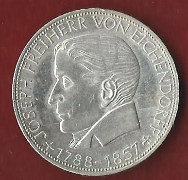  5 Mark Eichendorff 1957 Koblenzer Münzen Studio Koblenz Frank Maurer AI473   
