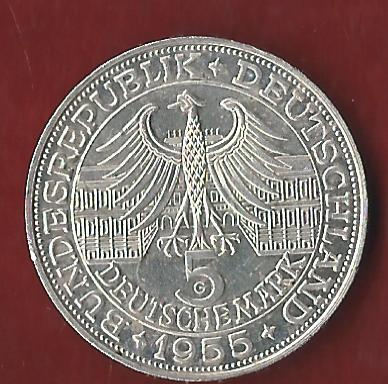  5 Mark M.v.Baden 1955 Koblenzer Münzen Studio Koblenz Frank Maurer AI476   