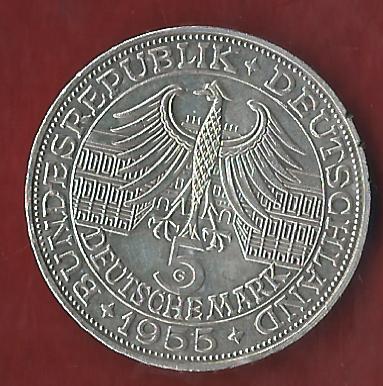  5 Mark M.v.Baden 1955 Koblenzer Münzen Studio Koblenz Frank Maurer AI477   