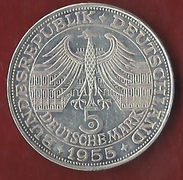 5 Mark M.v.Baden 1955 Koblenzer Münzen Studio Koblenz Frank Maurer AI478   