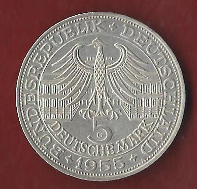  5 Mark M.v.Baden 1955 Koblenzer Münzen Studio Koblenz Frank Maurer AI479   