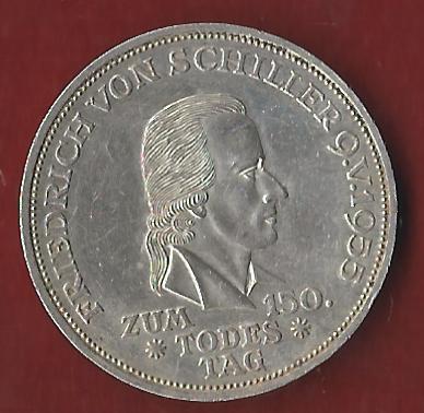  5 Mark Schiller 1955 Koblenzer Münzen Studio Koblenz Frank Maurer AI842   