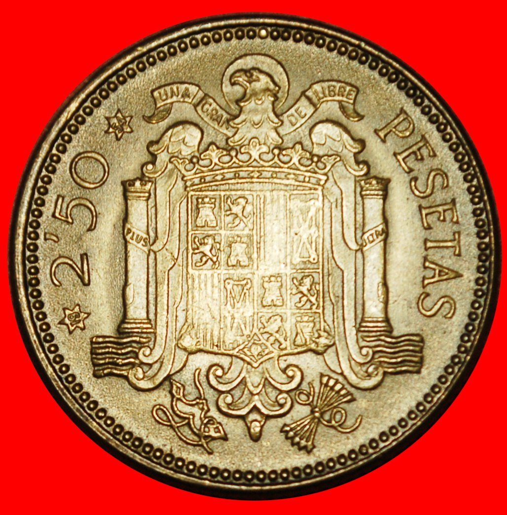 Ⰶ GENERALISSIMO FRANCO (1947-1975): SPAIN ★ 2 1/2 PESETAS 1954 (1953)! UNC! LOW START ★ NO RESERVE!