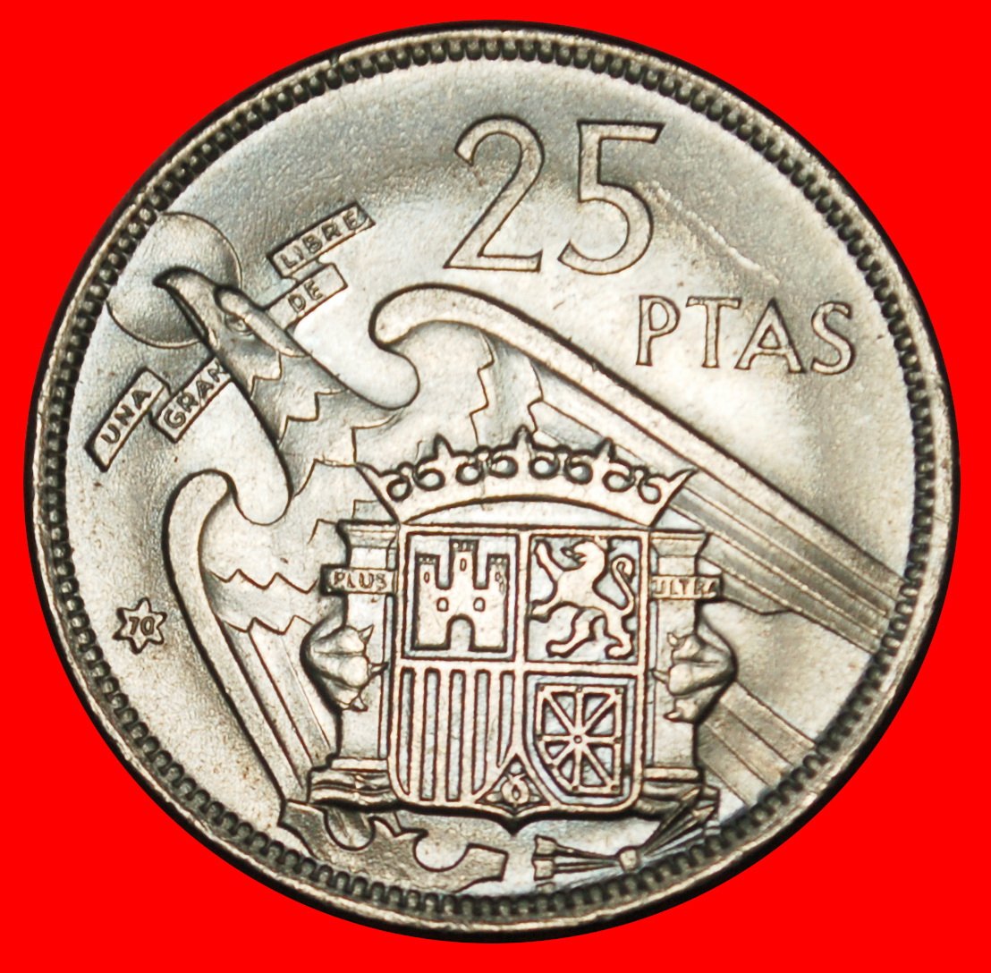Ⰶ GENERALISSIMUS FRANCO (1936-1975): SPANIEN★ 25 PESETA 1970 (1957) STG STEMPELGLANZ★OHNE VORBEHALT!