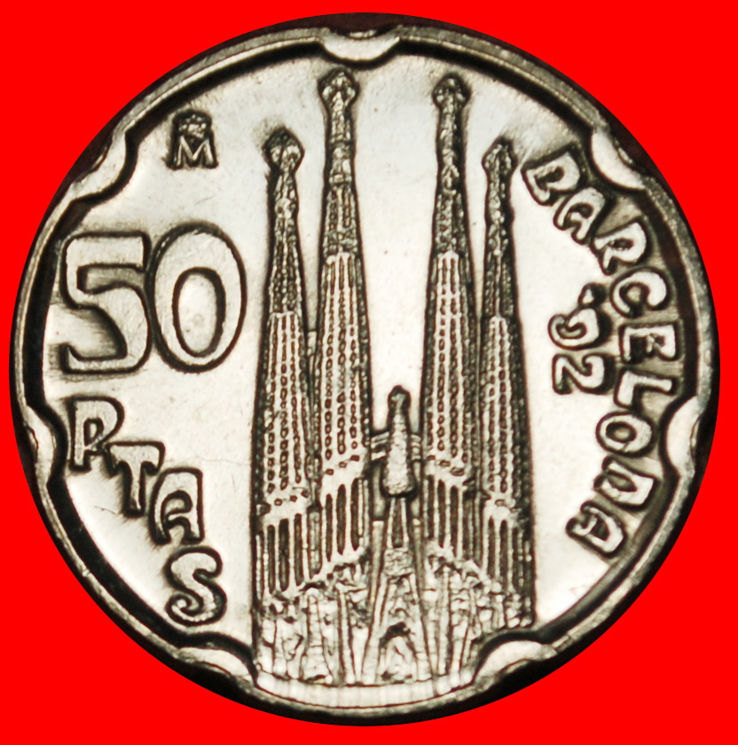 Ⰶ GAUDI (1852-1926):SPAIN★50 PESETAS 1992 CATHEDRAL★JUAN CARLOS I 1975-2014★LOW START ★ NO RESERVE!