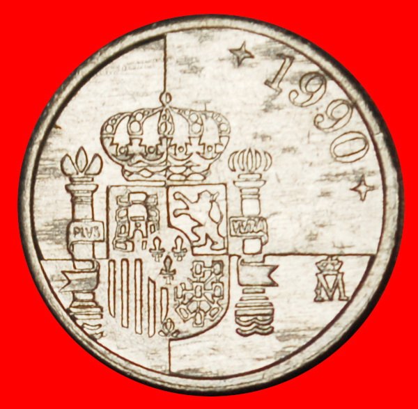 Ⰶ 3 CROWNS (1989-2001): SPAIN★1 PESETA 1990 ERROR! JUAN CARLOS I (1975-2014)★LOW START ★ NO RESERVE!