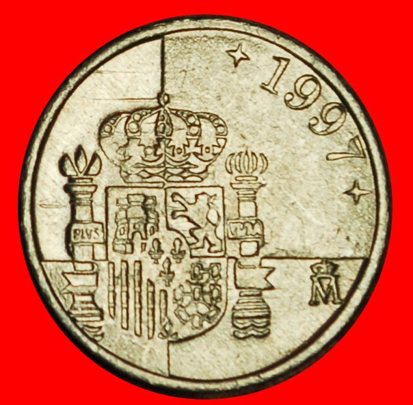Ⰶ 3 KRONEN (1989-2001): SPANIEN ★ 1 PESETA 1997 FEHLER! JUAN CARLOS I. (1975-2014)★OHNE VORBEHALT!