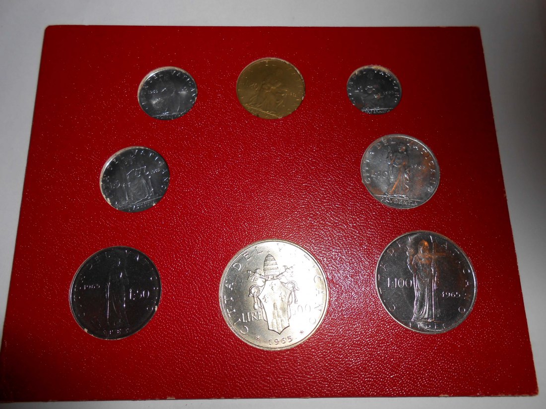  2.Vatikan Kursmünzensatz 1965 MCMLXV ANNO III im Folder   