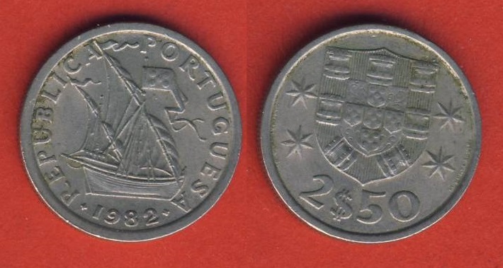  Portugal 2 1/2 Escudos 1982   