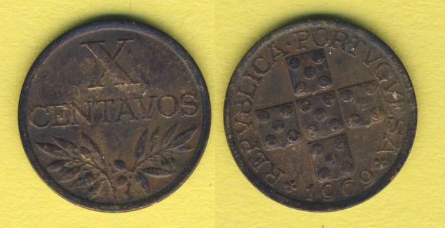  Portugal 10 Centavos 1969   
