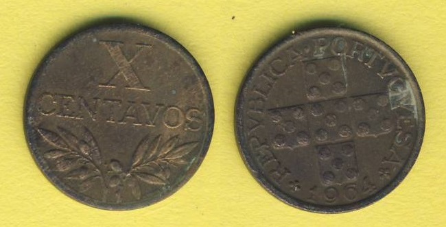  Portugal 10 Centavos 1964   