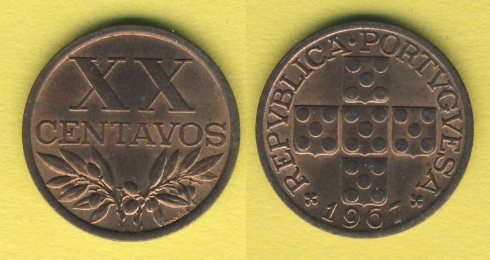  Portugal 20 Centavos 1967   