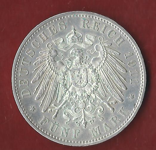  NEU 5 Mark Bayern Luitpold 1911 ST- R Koblenzer Münzen Studio Koblenz Frank Maurer AH868   
