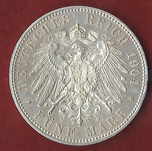  NEU 5 Mark Mecklenburg Schwerin 1904 st- R Koblenzer Münzen Studio Koblenz Frank Maurer AH870   