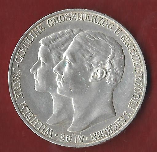  NEU 5 Mark Sachsen Weimar Eisenach st- R Koblenzer Münzen Studio Koblenz Frank Maurer AH876   