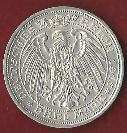  NEU 3 Mark Mecklenburg Schwerin 1915 st RR Koblenzer Münzen Studio Koblenz Frank Maurer AH882   