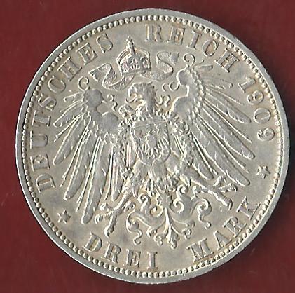  NEU 3 Mark Anhalt 1909 st R Koblenzer Münzen Studio Koblenz Frank Maurer AH883   