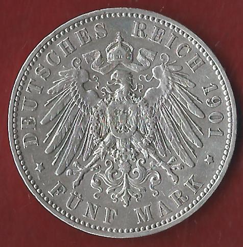  NEU 5 Mark Sachsen 1901 vz Koblenzer Münzen Studio Koblenz Frank Maurer AH886   