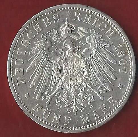  NEU 5 Mark Sachsen Coburg Gotha 1907 vz Koblenzer Münzen Studio Koblenz Frank Maurer AH888   