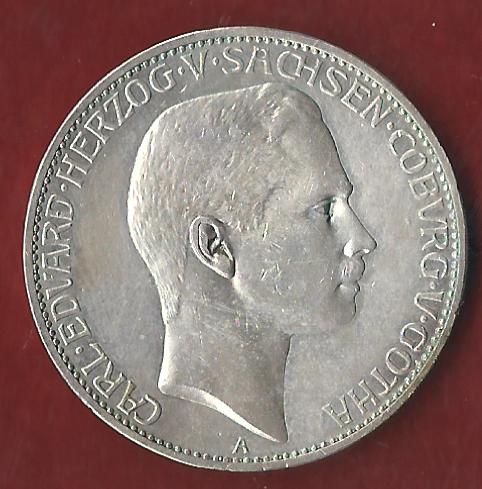  NEU 5 Mark Sachsen Coburg Gotha 1907 vz Koblenzer Münzen Studio Koblenz Frank Maurer AH889   