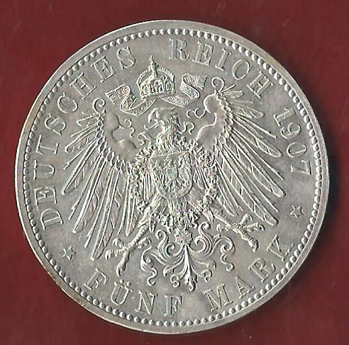  NEU 5 Mark Sachsen Coburg Gotha 1907 vz Koblenzer Münzen Studio Koblenz Frank Maurer AH889   