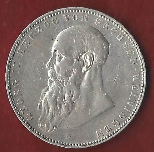 NEU 5 Mark Sachsen Meiningen 1908 vz R Koblenzer Münzen Studio Koblenz Frank Maurer AH895   