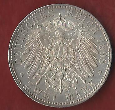  NEU 2 Mark Sachsen Weimar Eisenach 1898 ST R Koblenzer Münzen Studio Koblenz Frank Maurer AH922   