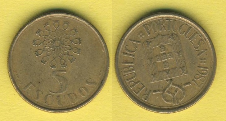  Portugal 5 Escudos 1987   