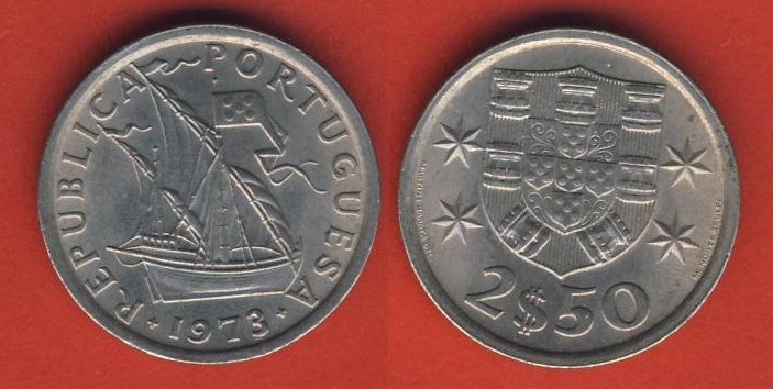  Portugal 2 1/2  Escudos 1973   