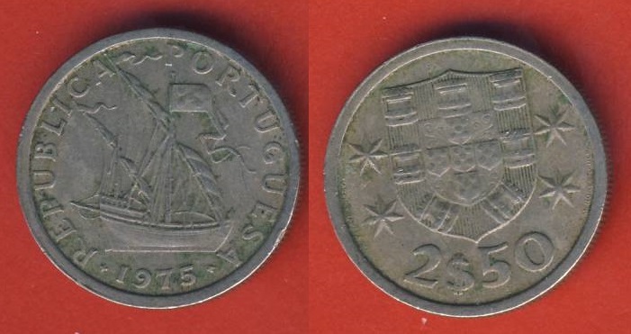  Portugal 2 1/2  Escudos 1975   