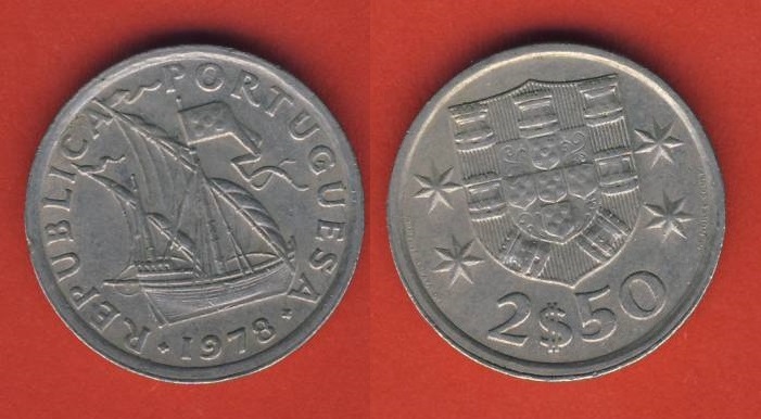  Portugal 2 1/2  Escudos 1978   