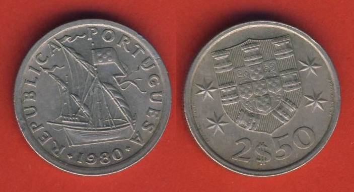  Portugal 2 1/2  Escudos 1980   