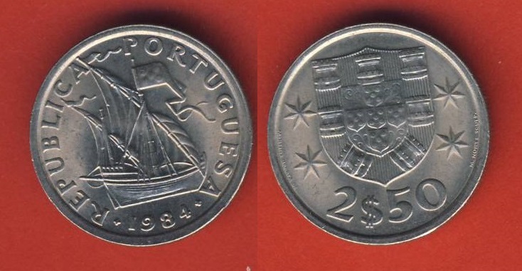  Portugal 2 1/2  Escudos 1984   