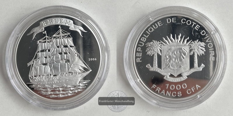  Elfenbeinküste Republik Côte d’Ivoire 1000 Franken CFA 2006 FM-Frankfurt Feinsilber: 23,125g   
