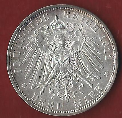  NEU 3 Mark Schaumburg Lippe 1911 vz-st Koblenzer Münzen Studio Koblenz Frank Maurer AH928   