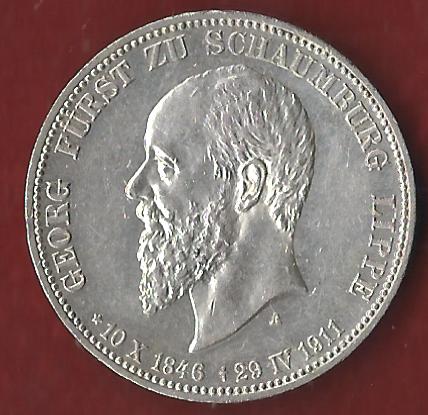  NEU 3 Mark Schaumburg Lippe 1911 vz-st Koblenzer Münzen Studio Koblenz Frank Maurer AH929   