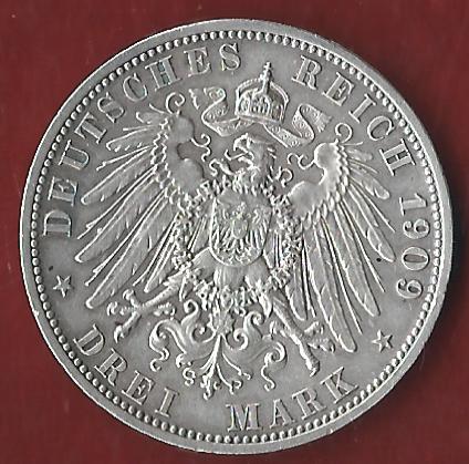  NEU 3 Mark Schwarzburg-Sond 1909 st Koblenzer Münzen Studio Koblenz Frank Maurer AH932   