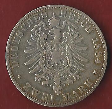  NEU 2 Mark Reuss jüngere Linie 1884 ss R  Koblenzer Münzen Studio Koblenz Frank Maurer AH934   