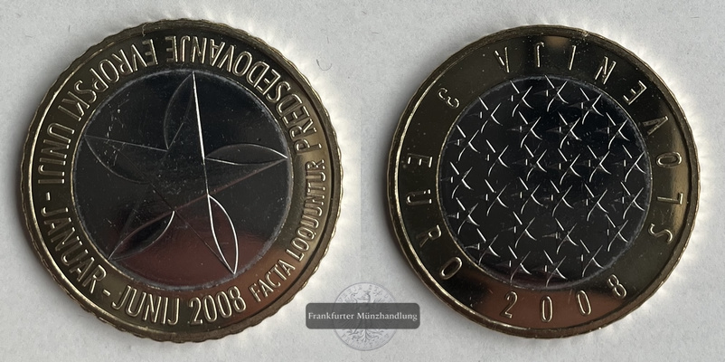  Slowenien  3 Euro Ratspräsidentschaft KM#81 FM-Frankfurt Gewicht:15g (Bimetall)   