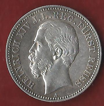  NEU 2 Mark Reuss jüngere Linie 1884 st RRR  Koblenzer Münzen Studio Koblenz Frank Maurer AH935   