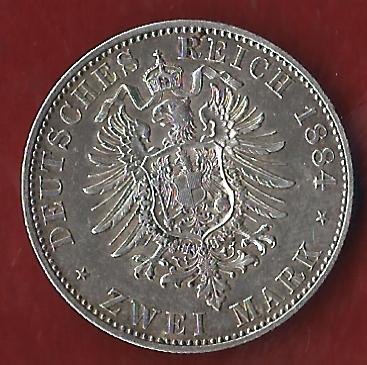  NEU 2 Mark Reuss jüngere Linie 1884 st RRR  Koblenzer Münzen Studio Koblenz Frank Maurer AH935   