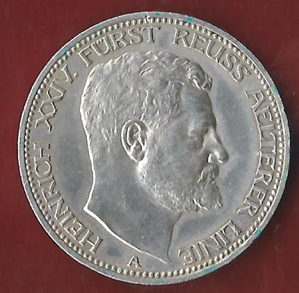  NEU 3 Mark Reuss 1909 st RRR  Koblenzer Münzen Studio Koblenz Frank Maurer AH937   