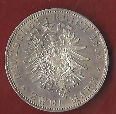  NEU 2 Mark Preussen 1888 st RRR  Koblenzer Münzen Studio Koblenz Frank Maurer AH940   