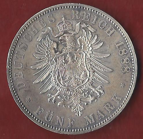  NEU 5 Mark Preussen 1888 st- aus PP RRR  Koblenzer Münzen Studio Koblenz Frank Maurer AH941   