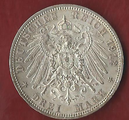  NEU 3 Mark LÜBECK 1912 st  Koblenzer Münzen Studio Koblenz Frank Maurer AH943   