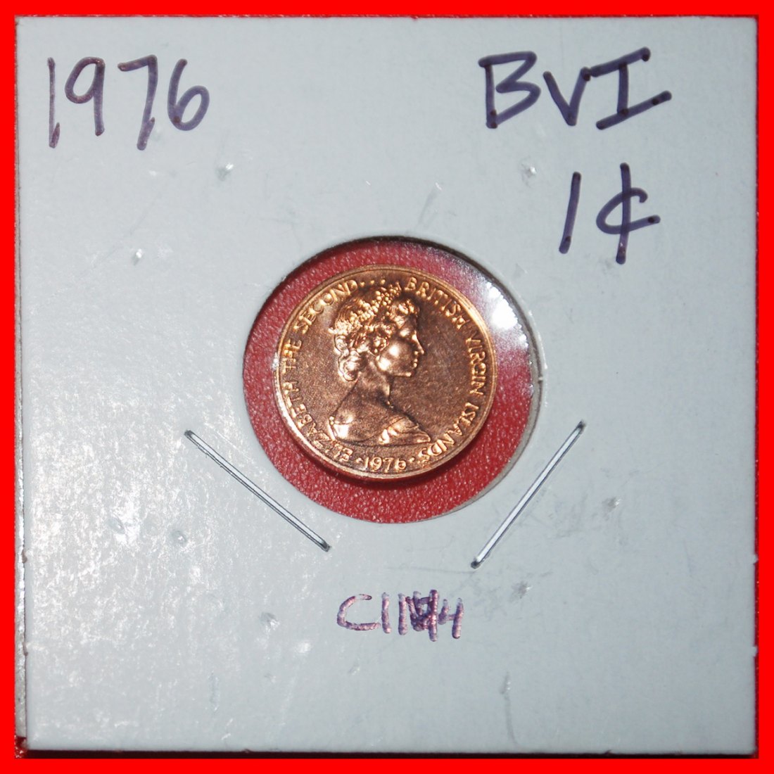  Ⰶ USA (1973-1984):BRITISCHE JUNGFERNINSELN★1 CENT 1976FM PP! ELISABETH II. 1953-2022★OHNE VORBEHALT!   