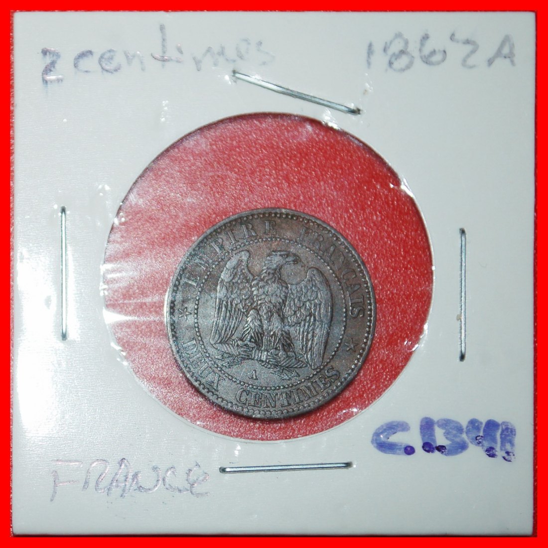  Ⰶ  ADLER (1861-1862):FRANKREICH★2 CENTIME 1862A NAPOLEON III. (1852-1870) IN PACKUNG★OHNE VORBEHALT!   